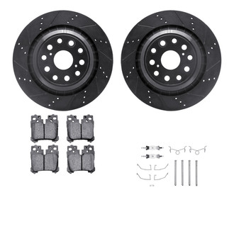 R1 Concepts® - eLINE Series Drilled and Slotted Rear Brake Kit with Ceramic Pads