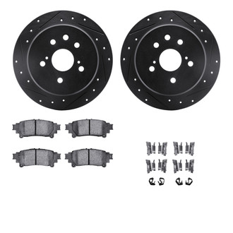 R1 Concepts® - eLINE Series Drilled and Slotted Rear Brake Kit with Ceramic Pads