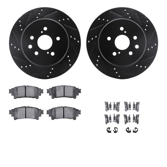 R1 Concepts® - eLINE Series Drilled and Slotted Rear Brake Kit with Ceramic Pads
