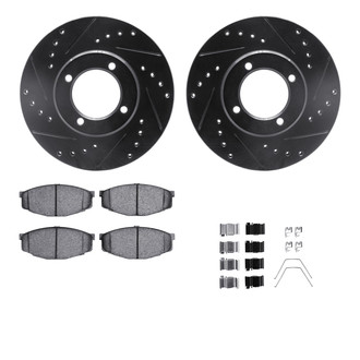 R1 Concepts® - eLINE Series Drilled and Slotted Front Brake Kit with Ceramic Pads