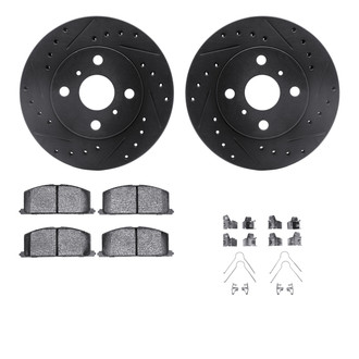 R1 Concepts® - eLINE Series Drilled and Slotted Front Brake Kit with Ceramic Pads