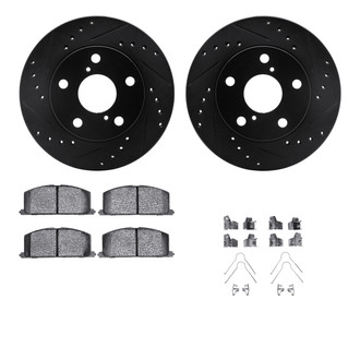 R1 Concepts® - eLINE Series Drilled and Slotted Front Brake Kit with Ceramic Pads