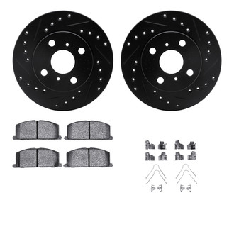 R1 Concepts® - eLINE Series Drilled and Slotted Front Brake Kit with Ceramic Pads