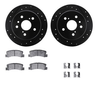R1 Concepts® - eLINE Series Drilled and Slotted Rear Brake Kit with Ceramic Pads