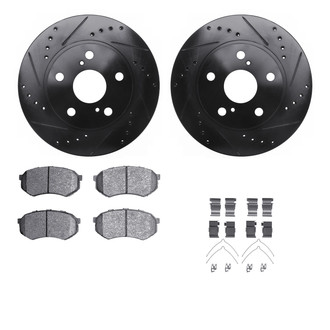 R1 Concepts® - eLINE Series Drilled and Slotted Front Brake Kit with Ceramic Pads