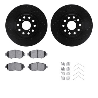 R1 Concepts® - eLINE Series Drilled and Slotted Front Brake Kit with Ceramic Pads