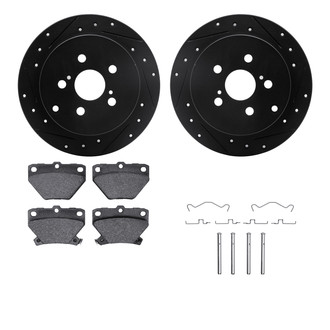 R1 Concepts® - eLINE Series Drilled and Slotted Rear Brake Kit with Ceramic Pads
