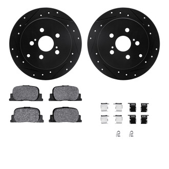 R1 Concepts® - eLINE Series Drilled and Slotted Rear Brake Kit with Ceramic Pads