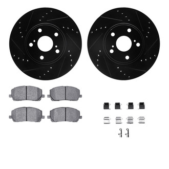 R1 Concepts® - eLINE Series Drilled and Slotted Front Brake Kit with Ceramic Pads