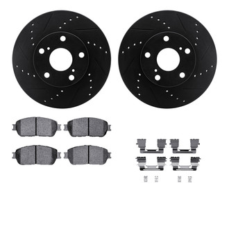 R1 Concepts® - eLINE Series Drilled and Slotted Front Brake Kit with Ceramic Pads