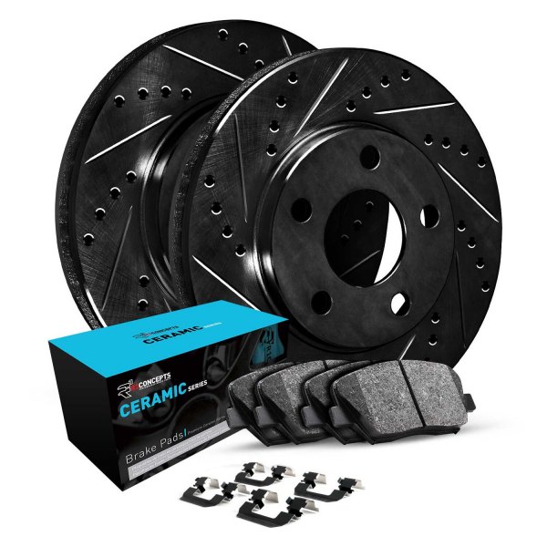  R1 Concepts® - eLINE Series Drilled and Slotted Front Brake Kit with Ceramic Pads