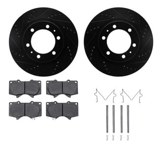 R1 Concepts® - eLINE Series Drilled and Slotted Front Brake Kit with Ceramic Pads