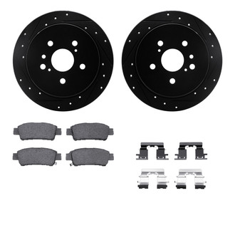 R1 Concepts® - eLINE Series Drilled and Slotted Rear Brake Kit with Ceramic Pads