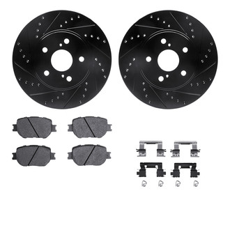 R1 Concepts® - eLINE Series Drilled and Slotted Front Brake Kit with Ceramic Pads