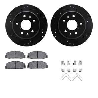 R1 Concepts® - eLINE Series Drilled and Slotted Rear Brake Kit with Ceramic Pads