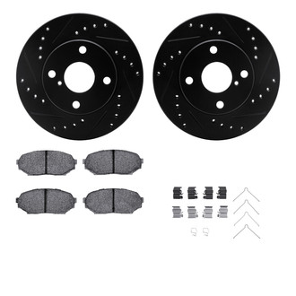 R1 Concepts® - eLINE Series Drilled and Slotted Front Brake Kit with Ceramic Pads