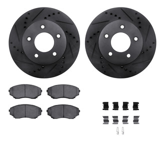 R1 Concepts® - eLINE Series Drilled and Slotted Front Brake Kit with Ceramic Pads