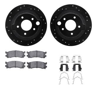 R1 Concepts® - eLINE Series Drilled and Slotted Rear Brake Kit with Ceramic Pads