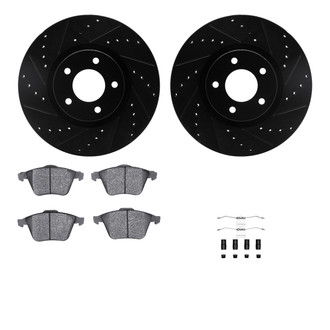 R1 Concepts® - eLINE Series Drilled and Slotted Front Brake Kit with Ceramic Pads