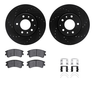 R1 Concepts® - eLINE Series Drilled and Slotted Front Brake Kit with Ceramic Pads