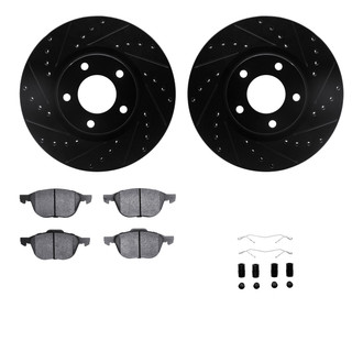 R1 Concepts® - eLINE Series Drilled and Slotted Front Brake Kit with Ceramic Pads
