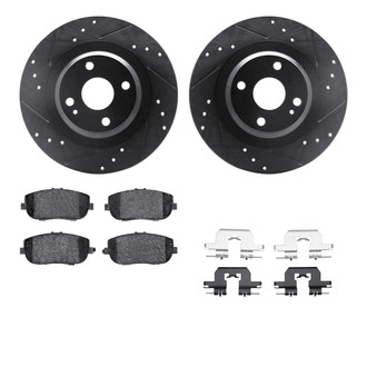 R1 Concepts® - eLINE Series Drilled and Slotted Rear Brake Kit with Ceramic Pads