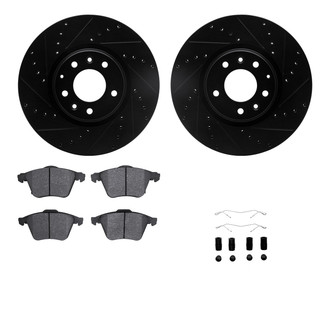 R1 Concepts® - eLINE Series Drilled and Slotted Front Brake Kit with Ceramic Pads