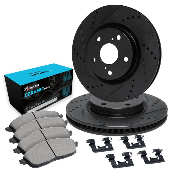  R1 Concepts® - Drilled and Slotted Front Brake Kit with Ceramic Pads