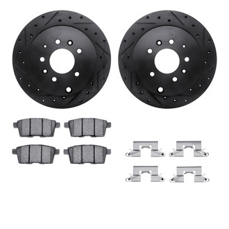 R1 Concepts® - eLINE Series Drilled and Slotted Rear Brake Kit with Ceramic Pads