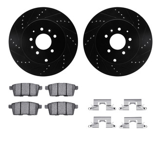 R1 Concepts® - eLINE Series Drilled and Slotted Rear Brake Kit with Ceramic Pads