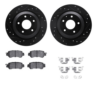 R1 Concepts® - eLINE Series Drilled and Slotted Rear Brake Kit with Ceramic Pads
