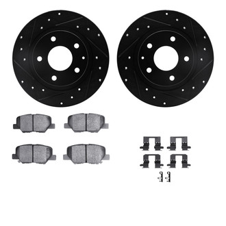 R1 Concepts® - eLINE Series Drilled and Slotted Rear Brake Kit with Ceramic Pads