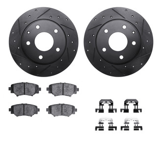 R1 Concepts® - eLINE Series Drilled and Slotted Rear Brake Kit with Ceramic Pads