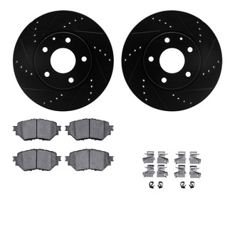 R1 Concepts® - eLINE Series Drilled and Slotted Front Brake Kit with Ceramic Pads