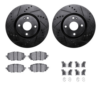 R1 Concepts® - eLINE Series Drilled and Slotted Front Brake Kit with Ceramic Pads