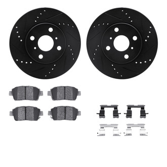 R1 Concepts® - eLINE Series Drilled and Slotted Front Brake Kit with Ceramic Pads