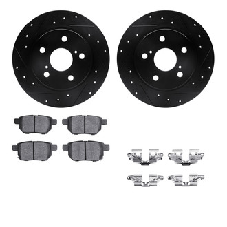 R1 Concepts® - eLINE Series Drilled and Slotted Rear Brake Kit with Ceramic Pads