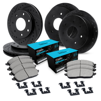 R1 Concepts® - Drilled and Slotted Front and Rear Brake Kit with Ceramic Pads