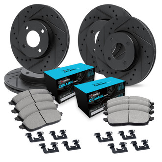 R1 Concepts® - eLINE Series Drilled and Slotted Front and Rear Brake Kit with Ceramic Pads