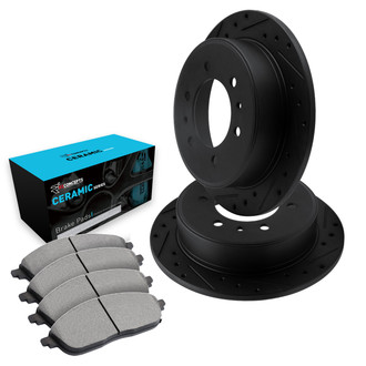 R1 Concepts® - eLINE Series Drilled and Slotted Rear Brake Kit with Ceramic Pads