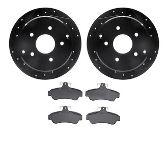 R1 Concepts® - eLINE Series Drilled and Slotted Rear Brake Kit with Ceramic Pads