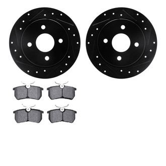 R1 Concepts® - eLINE Series Drilled and Slotted Rear Brake Kit with Ceramic Pads