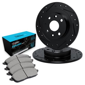 R1 Concepts® - eLINE Series Drilled and Slotted Rear Brake Kit with Ceramic Pads