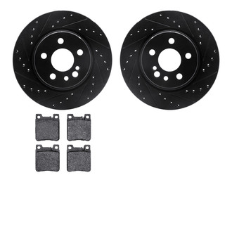 R1 Concepts® - eLINE Series Drilled and Slotted Rear Brake Kit with Ceramic Pads