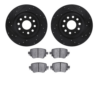 R1 Concepts® - eLINE Series Drilled and Slotted Rear Brake Kit with Ceramic Pads