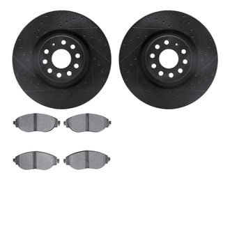 R1 Concepts® - eLINE Series Drilled and Slotted Front Brake Kit with Ceramic Pads