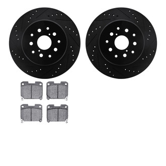 R1 Concepts® - eLINE Series Drilled and Slotted Rear Brake Kit with Ceramic Pads
