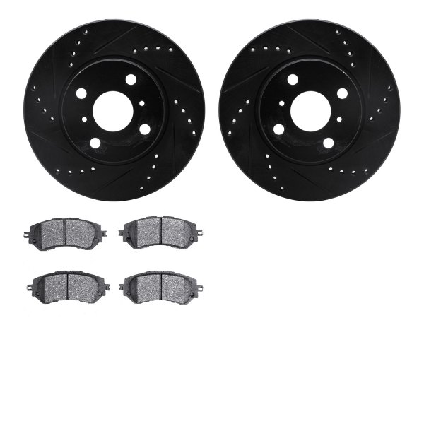  R1 Concepts® - eLINE Series Drilled and Slotted Front Brake Kit with Ceramic Pads