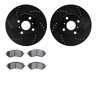 R1 Concepts® - eLINE Series Drilled and Slotted Front Brake Kit with Ceramic Pads