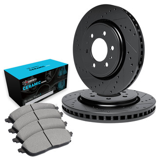 R1 Concepts® - eLINE Series Drilled and Slotted Front Brake Kit with Ceramic Pads